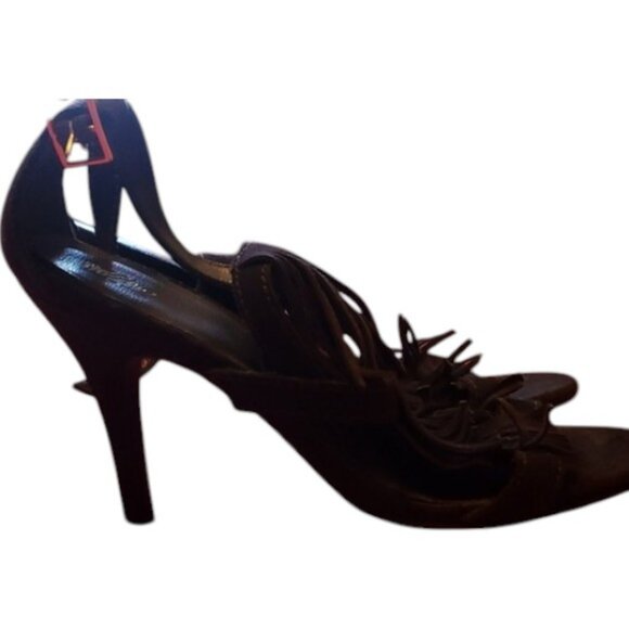 Mossimo brown suede fringed heels size 6.5 - Picture 5 of 7